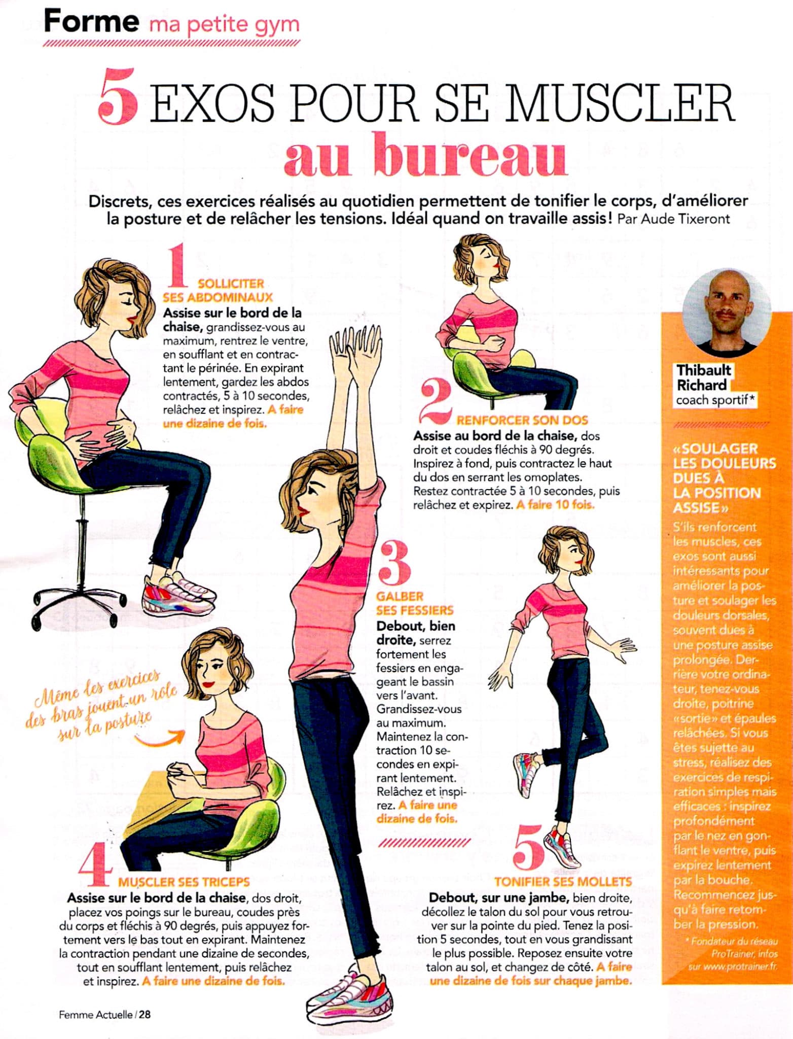 5 exos pour se muscler au bureau